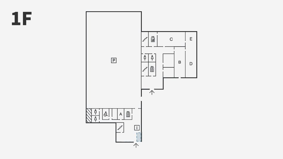 안내센터 입구 우측에 휠체어, 유아차, 보행보조기가 구비된 위치를 보여주는 단면도 사진입니다.